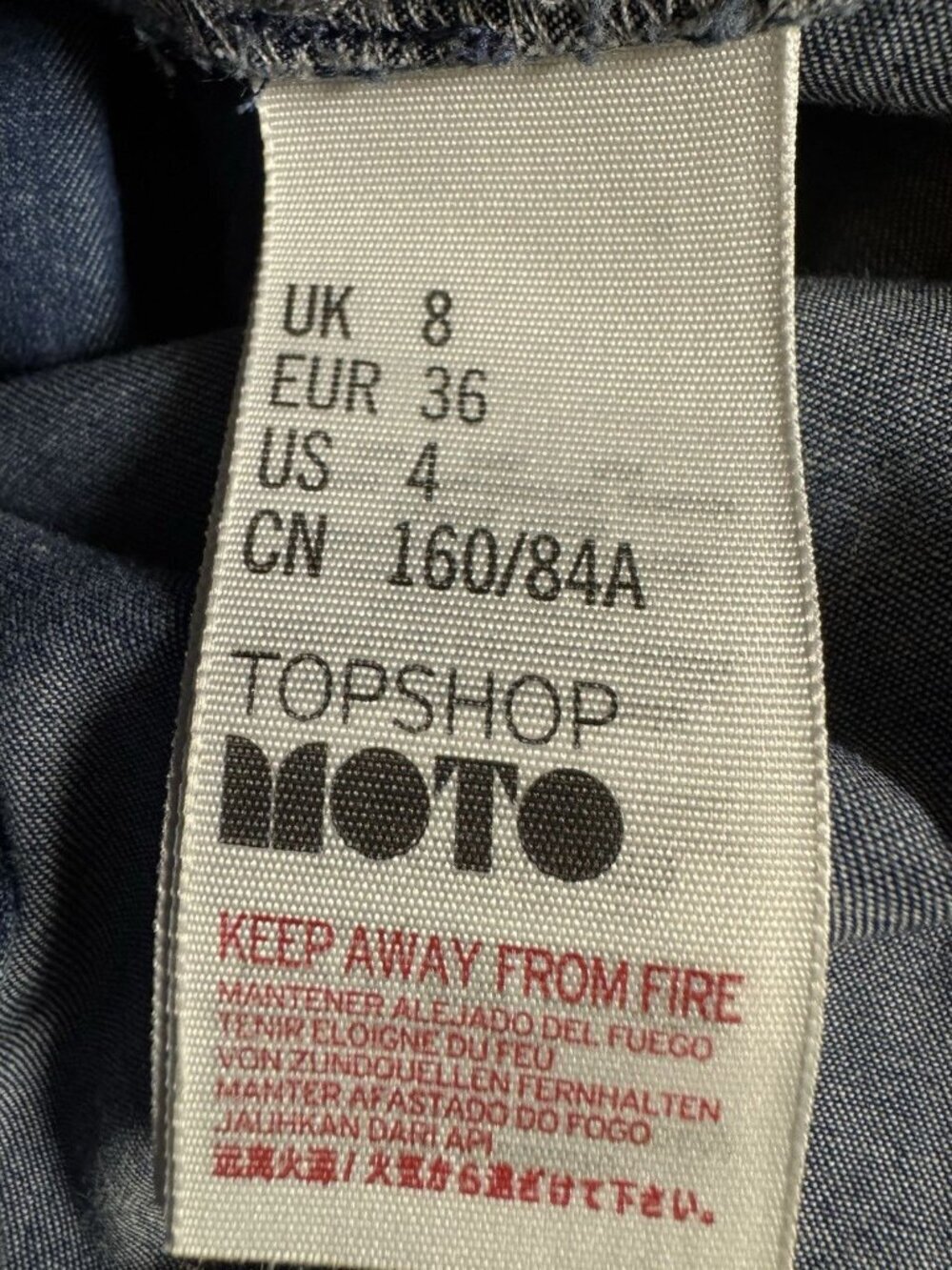Topshop Moto Denim Midi Dress Womens US 4 Blue Button Front Strappy - Picture 5 of 6